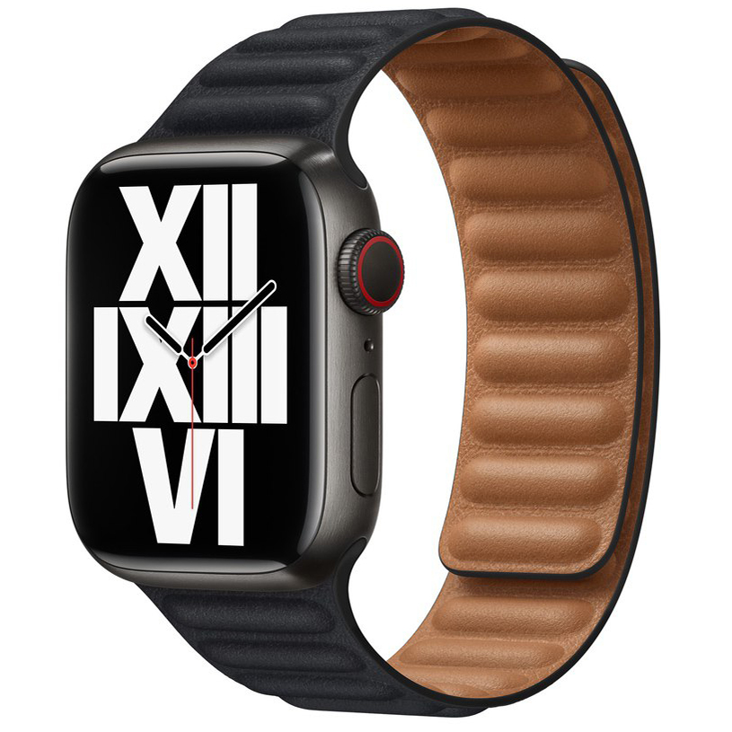 Ремешок EcoLeather Link для Apple Watch 42/44/45 мм чёрный (Midnight)