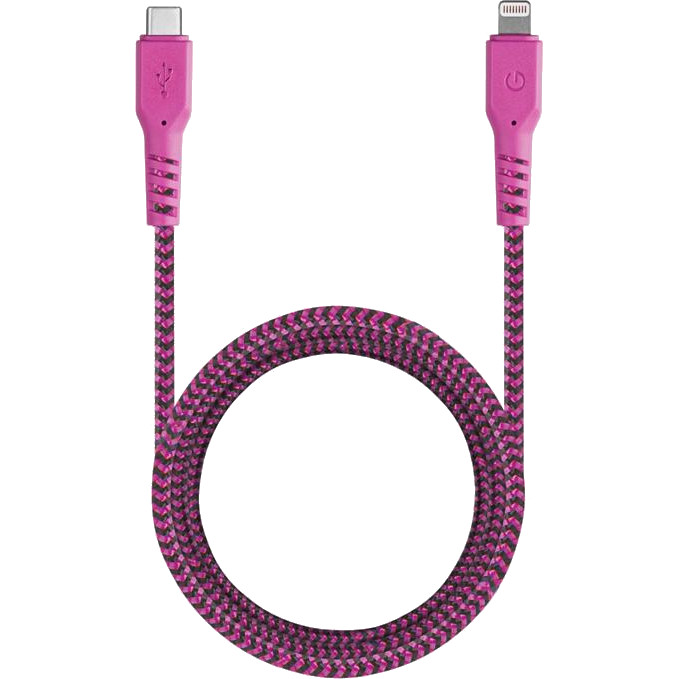 Кабель EnergEA FibraTough Type-C — Lightning MFI (1,5 метра) розовый