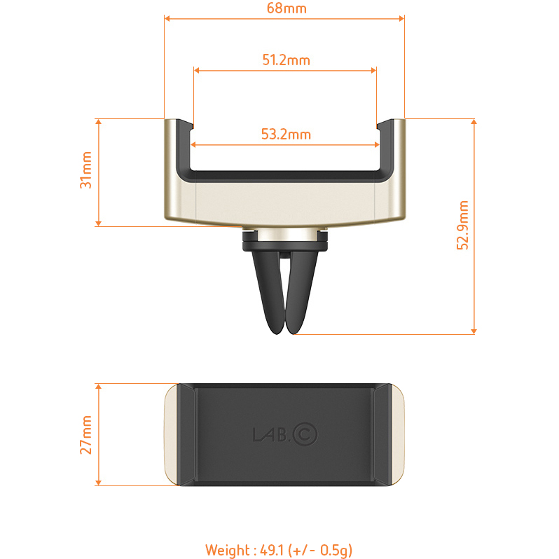 Автомобильный держатель LAB.C New Air Vent Mount серый космос