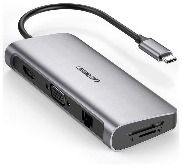 Мульти Хаб Ugreen CM179 (40873) USB Type C 9-в-1 Multifunctional Adapter Серый космос