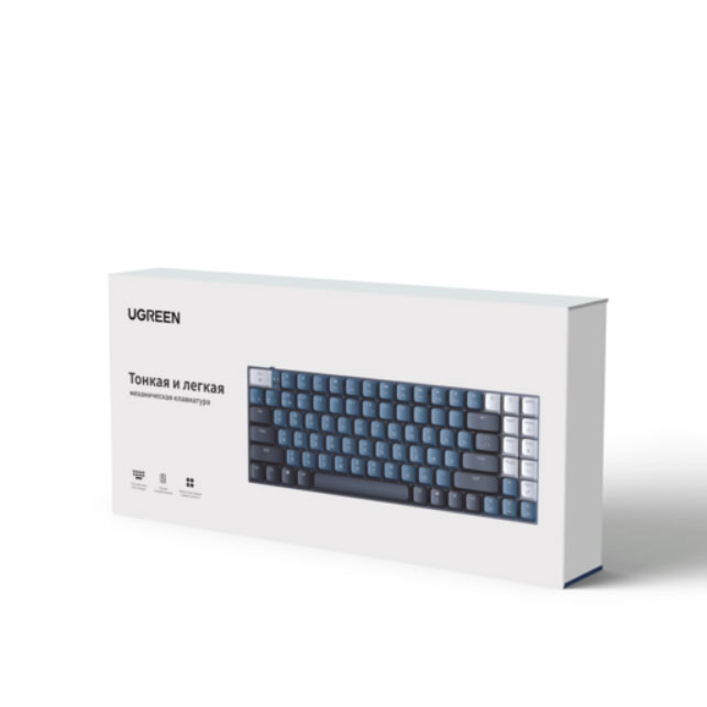 Клавиатура механическая UGREEN KU102 (15228)  USB-C & Bluetooth тонкая и легкая синего цвета