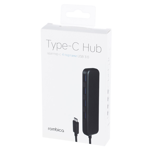 Мульти хаб Rombica Type-C Hub 4 x USB 3.0 чёрный (TC-00020)