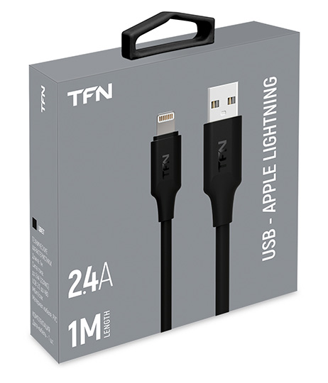Кабель TFN 8pin (Lightning-USB) PVC (1 метр) чёрный