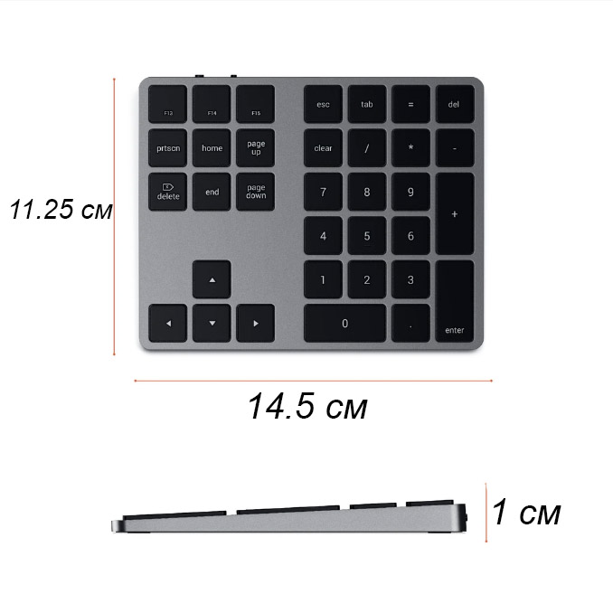 Беспроводной блок клавиатуры Satechi Aluminum Extended Keypad (ST-XLABKM) серый космос