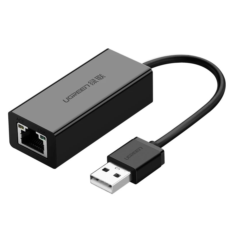 Переходник Ugreen CR110 (20254) USB 2.0 10/100Mbps Ethernet Adapter чёрный