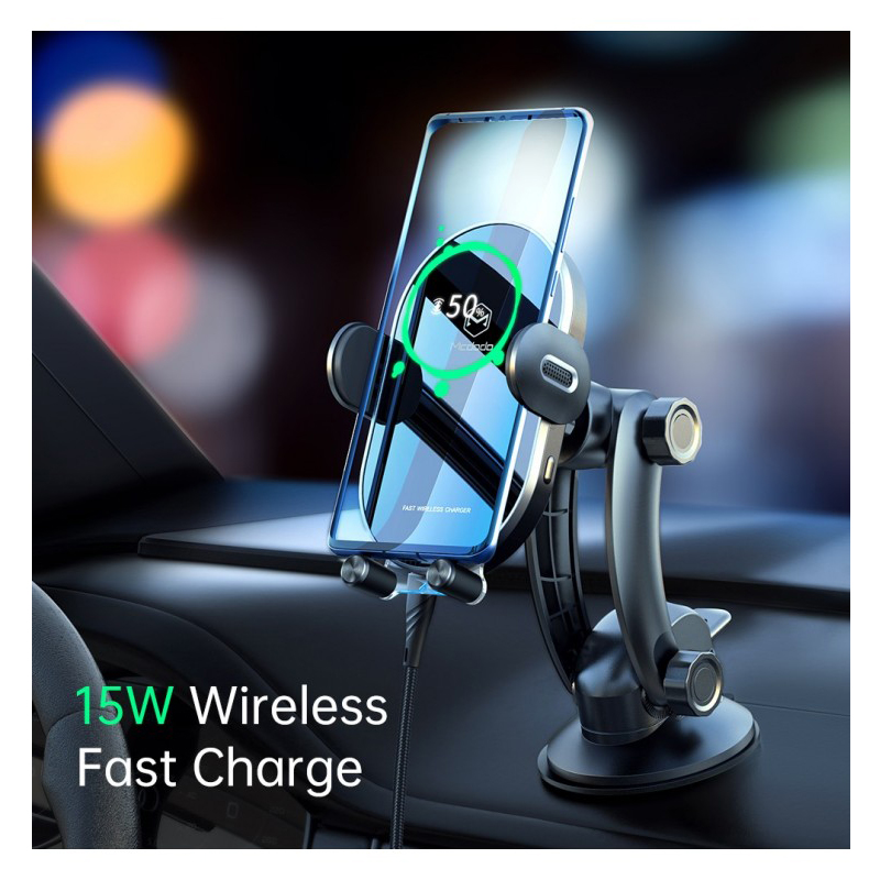 Автодержатель с функцией беспроводной зарядки Mcdodo Space Car Holder With Induction Charging 15W чёрный (CH-7620)