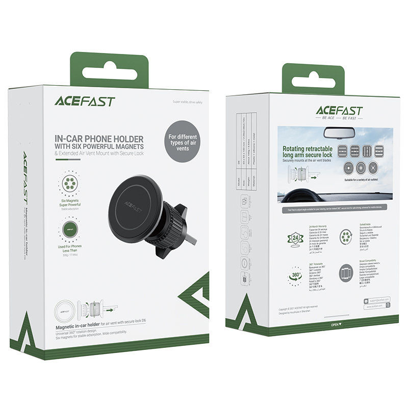 Автомобильный держатель ACEFAST D6 Magnetic Car Phone Holder чёрный