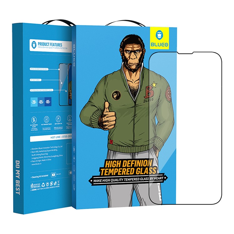 Защитное стекло BlueO 2.5D Silk Full Cover Narrow для iPhone 13 Pro Max чёрное (NPB3-6.7(21))