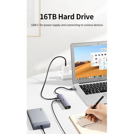 Мульти Хаб UGREEN CM475 (20932) USB-C Multifunction Gigabit Ethernet Adapter with PD серый космос