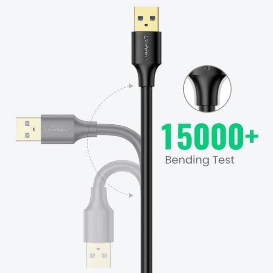 Кабель UGREEN US129 (30127) USB-A 3.0 (male) - USB-A (female) Extension Cable (3 метра) чёрный
