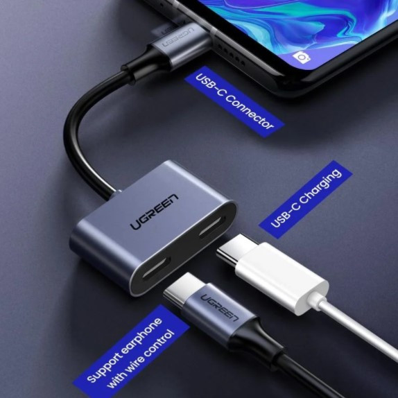 Разветвитель Ugreen CM232 (60165) USB-C One-Two Converter серый