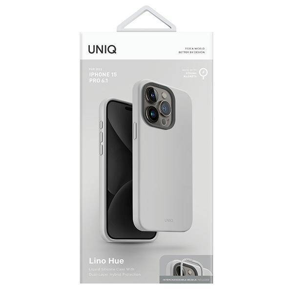 Чехол Uniq LINO MagSafe для iPhone 15 Pro серый (Chalk Grey)