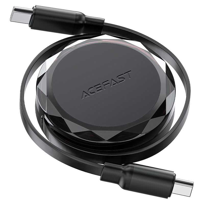 Кабель выдвижной Acefast C13-03 USB-C to USB-C 60W Charging Data Cable (0,8 метра) чёрный (AF-C13-03-BK)