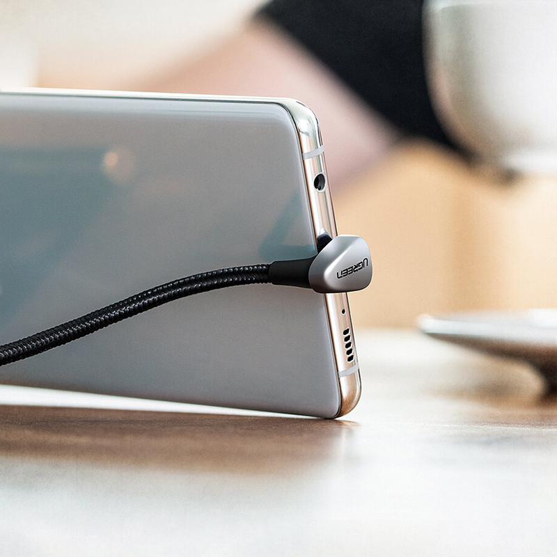 Кабель угловой UGREEN US311 (70315) USB 2.0-A - USB-C плетеный - 2м