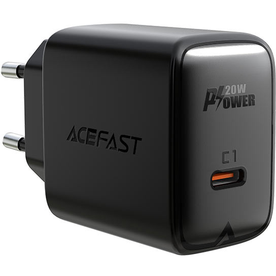 Сетевое зарядное устройство ACEFAST A1 PD20W 1xUSB-C Fast Charge Wall Charger чёрное (EU)