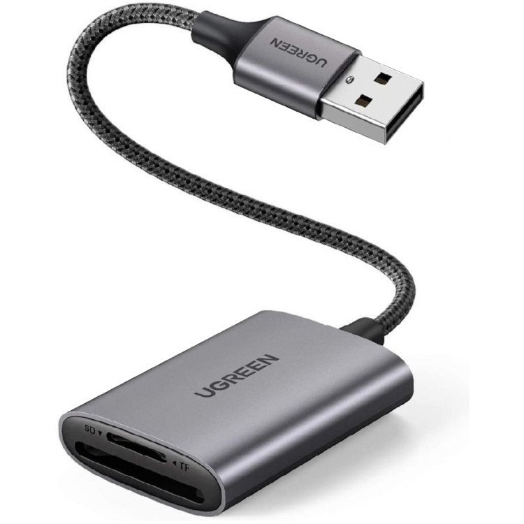 Картридер UGREEN CM401 (80887) USB-A to SD/TF серый