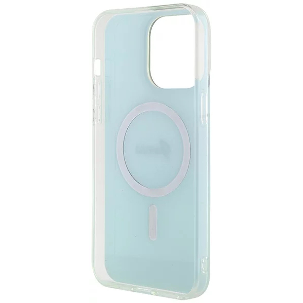 Чехол CG Mobile Guess IML Iridescent MagSafe для iPhone 15 Pro бирюзовый градиент