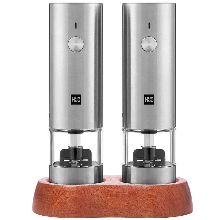 Набор из двух мини электрических мельниц для специй HuoHou Electric Mini Grinder Rechargable серебристый
