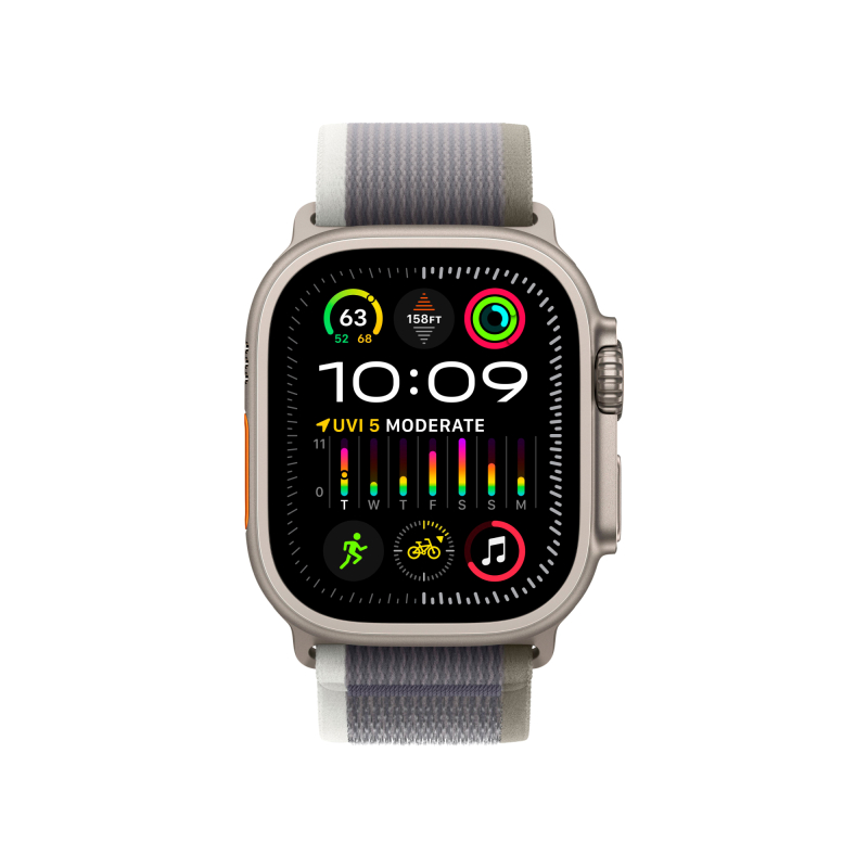 Умные часы Apple Watch Ultra 2 49 мм, GPS, титан, ремешок Trail зелёный / серый