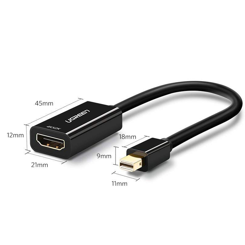 Кабель Ugreen MD112 (40360) Mini DP to HDMI Female Converter 4K чёрный