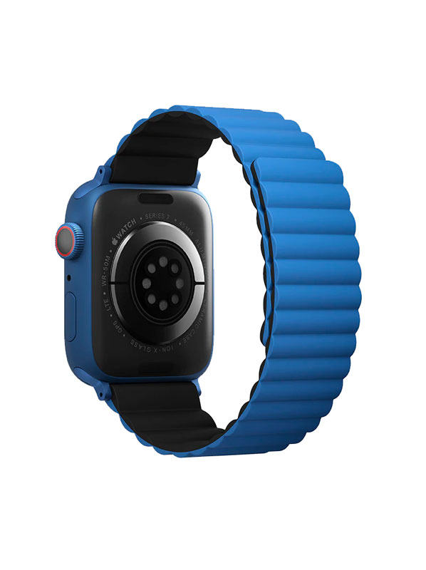 Ремешок Uniq для Apple Watch 45/44/42 mm Revix reversible Magnetic синий-черный