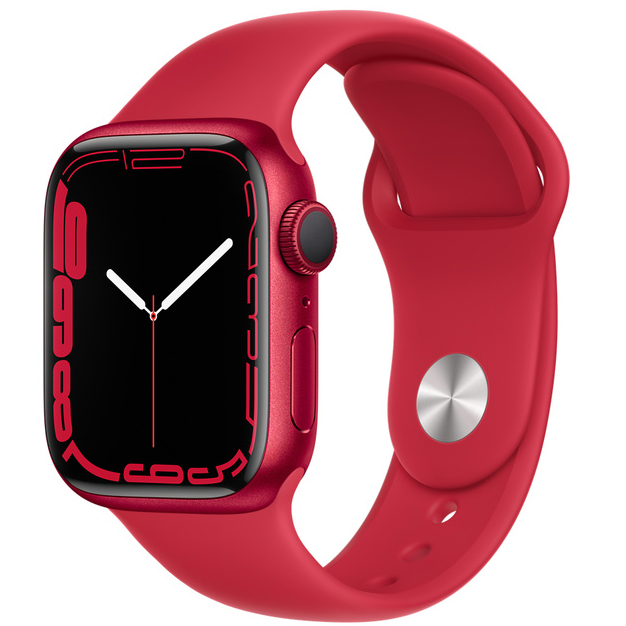 Умные часы Apple Watch Series 7 45 мм, алюминий (PRODUCT)RED, спортивный ремешок красного цвета
