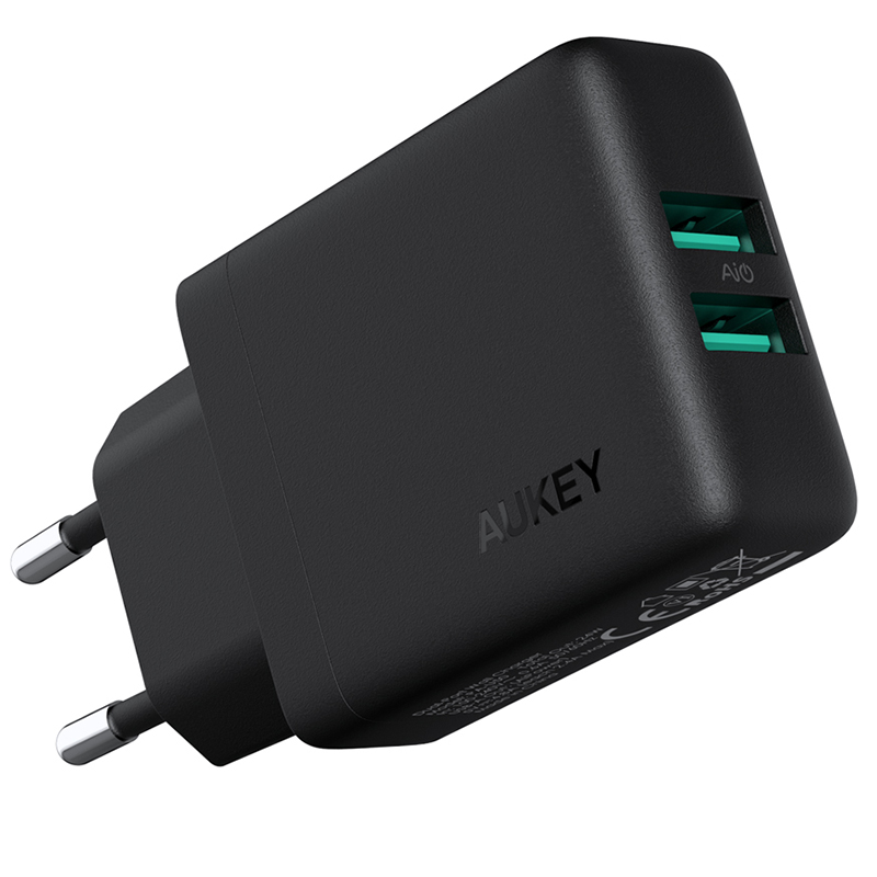 Сетевое зарядное устройство Aukey Dual-Port USB Wall Charger чёрное (PA-U50) 