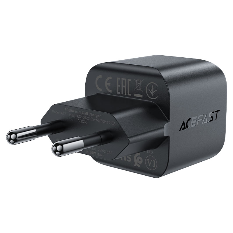 Сетевое зарядное устройство Acefast A77 Mini PD30W GaN USB-C Charger чёрный (AF-A77-BK)