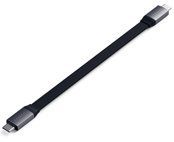 Кабель Satechi Flat USB-C to USB-C (22,8 см) 100W серый космос (ST-TCCFC)