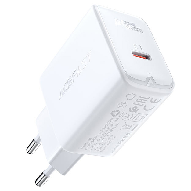 Сетевое зарядное устройство Acefast A1 PD20W USB-C Charger белое (AF-A1-WH) 