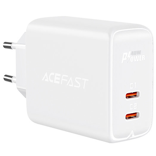 Сетевое зарядное устройство Acefast A9 2 x USB Type-C 40W PD Wall Charger белое (AF-A9-WH)