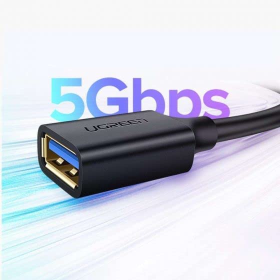 Кабель UGREEN US129 (30127) USB-A 3.0 (male) - USB-A (female) Extension Cable (3 метра) чёрный