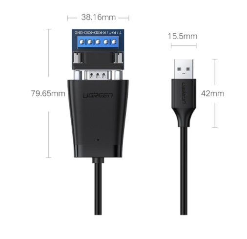 Кабель-адаптер UGREEN CM253 (60562) USB 2.0 to 422/485 Adapter Cable (1.5 метра) чёрный