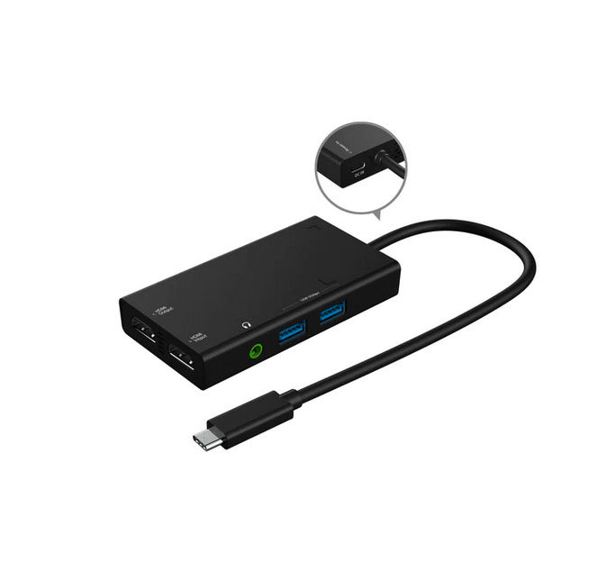 Внешняя карта видео захвата j5create + USB-хаб: 1x HDMI-вход, 1x HDMI-выход, 2x USB-A, 1x 3.5мм аудио
