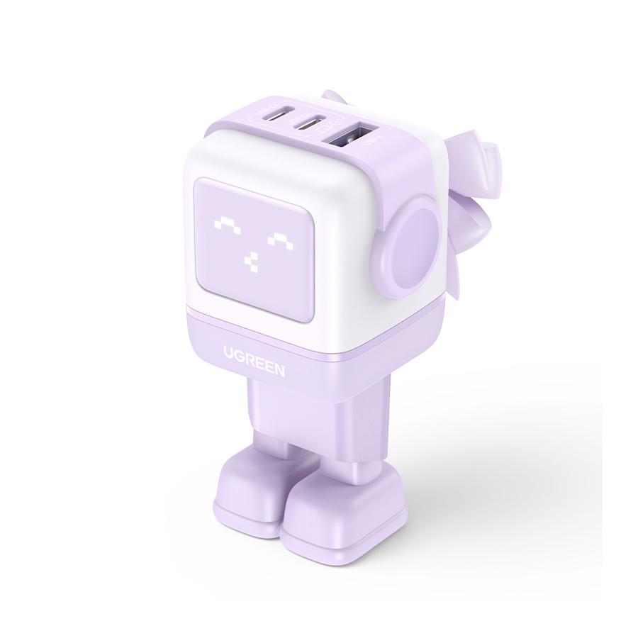 Сетевая зарядка UGREEN CD361 (35291) Robot GaN 65W розовая в виде робота русская вилка