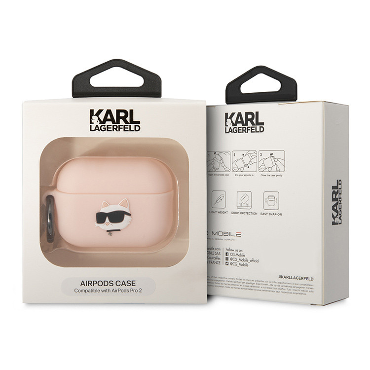 Чехол CG Mobile Karl Lagerfeld Silicone with ring NFT 3D Choupette для Airpods Pro 2 (2022) розовый