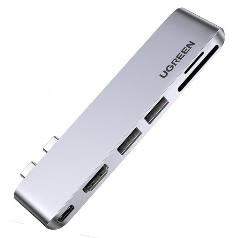 Мульти Хаб UGREEN CM380 (80856) USB-C 6-in-1 Multifunction Adapter серый