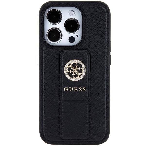 Чехол CG Mobile Guess Grip Stand 4G Saffiano для iPhone 15 Pro чёрный