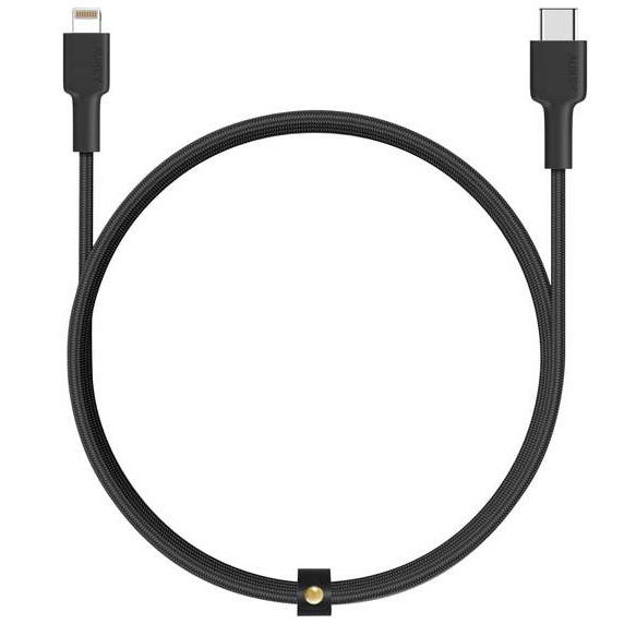 Кабель Aukey USB-C To Lightning Nylon Braided Cable (1,2 метра) чёрный (CB-CL1)