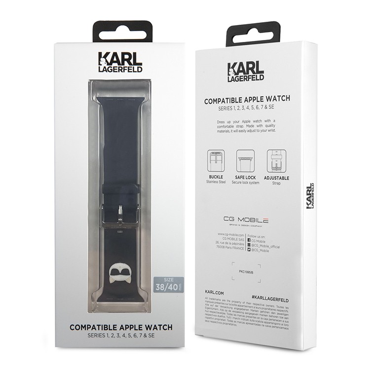 Ремешок CG Mobile Lagerfeld Silicone Choupette Head для Apple Watch 42/44/45 мм чёрный