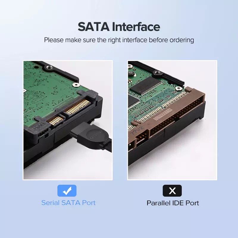 Кабель Ugreen US217 SATA - SATA Data Cable (0,5 метра) чёрный (30796)