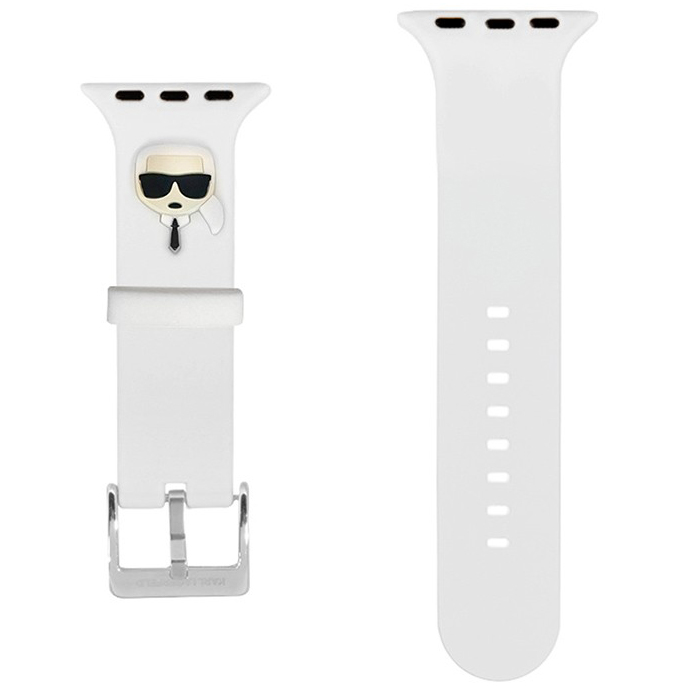 Ремешок CG Mobile Lagerfeld Silicone Karl Head для Apple Watch 42/44/45 мм белый