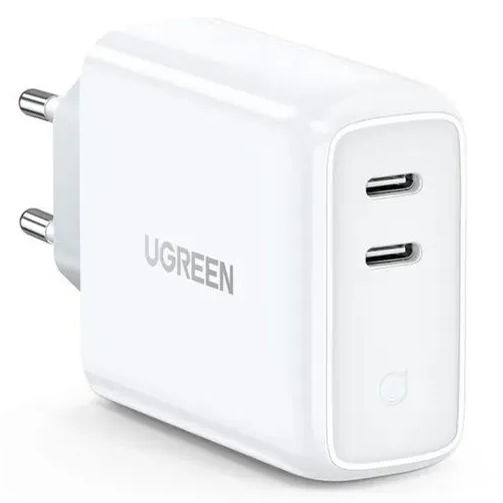 Сетевое зарядное устройство UGREEN CD199 USB-C+USB-C 18W+18W белое (70264)  