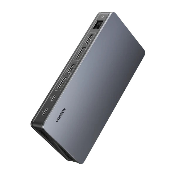Мульти Хаб UGREEN CM615 (90912) USB-C port Convert (2*USB-A+USB-C+2*HDMI+2*DP+RJ45 Gigabit+PD) серый