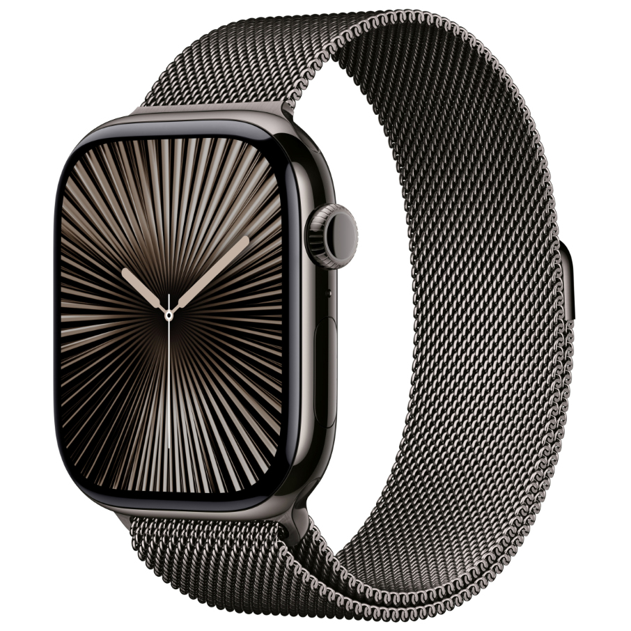 Умные часы Apple Watch Series 10 46 мм, GPS + Cellular, титан тёмно-серый, миланский ремешок тёмно-серый S/M