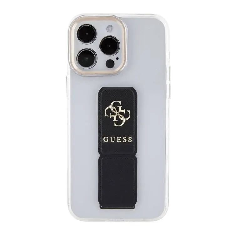 Чехол CG Mobile Guess Grip Stand Clear Case 4G Logo для iPhone 15 Pro прозрачный / чёрный