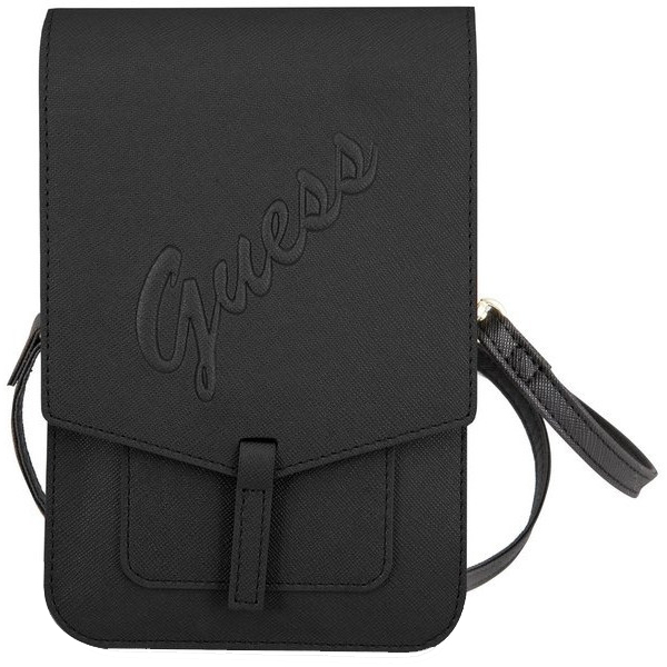 Сумка CG Mobile Guess Wallet Bag Saffiano Script Logo для смартфонов чёрная