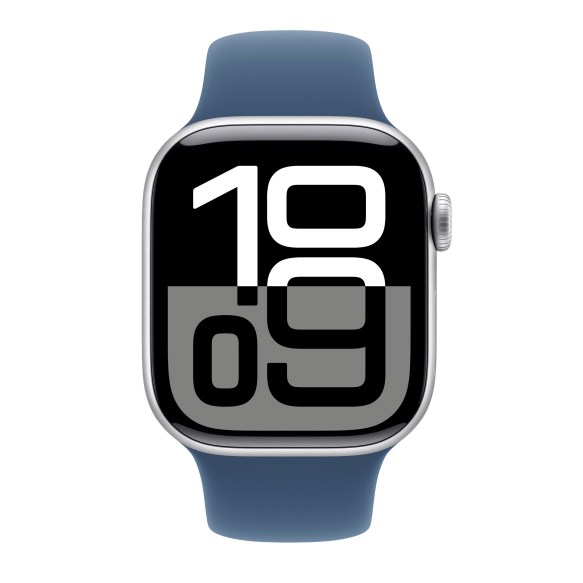 Умные часы Apple Watch Series 10 42 мм, GPS, алюминий серебристый, спортивный ремешок «Denim» M/L