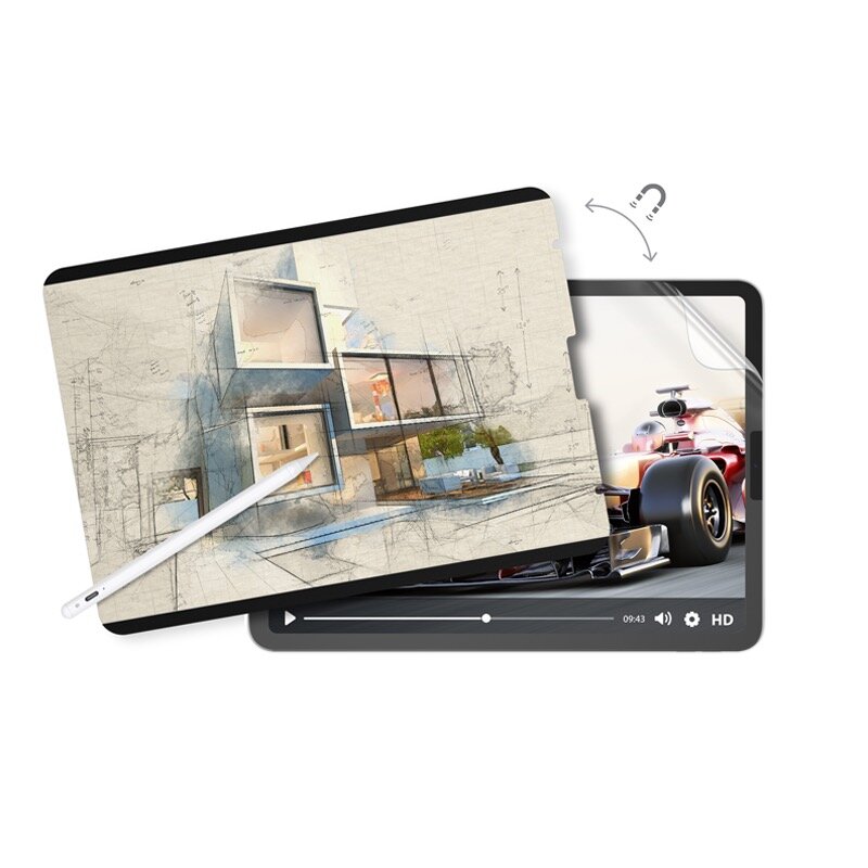Защитная плёнка SwitchEasy SwitchPaper 2-in-1 для iPad Pro 11" (2018-2021) / iPad Air 10.9" (2020) прозрачная / чёрная (GS-109-180-263-65)  