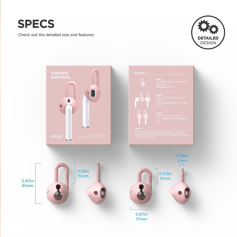 Держатель для наушников Elago Earpads (2 пары) для AirPods розовый